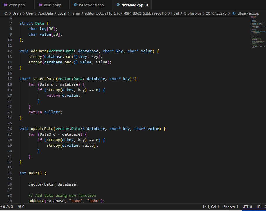 CPP In Memory Database