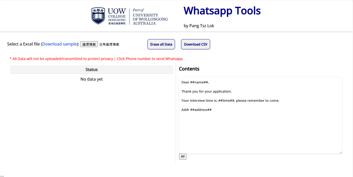 Whatsapp Sender batch upload CSV
